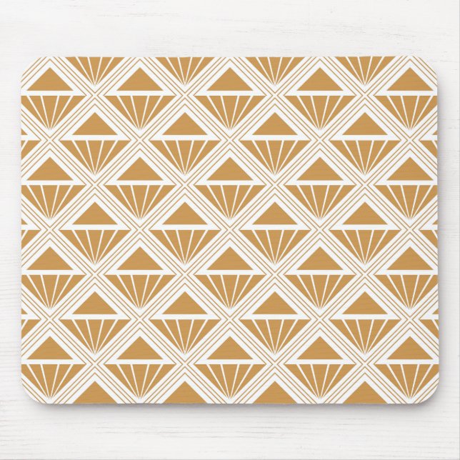 Gold and white Art Deco pattern with rhombuses Mouse Pad (Front)