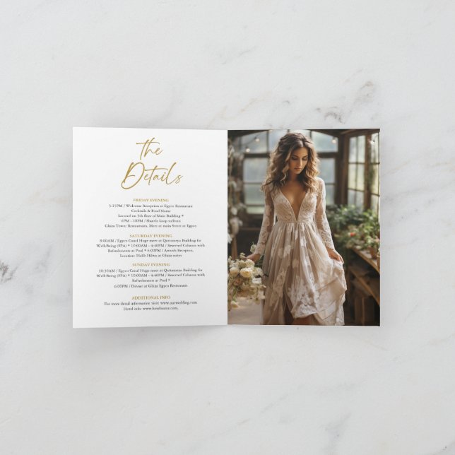 Gold and White Bachelorette Weekend Party  Invitation (Inside)
