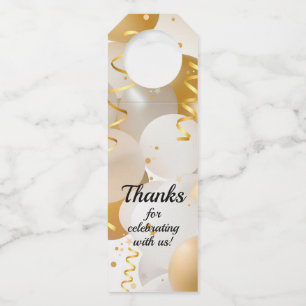Gold and White Balloons Bottle Tag