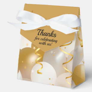 Gold and White Balloons Large Favour Box