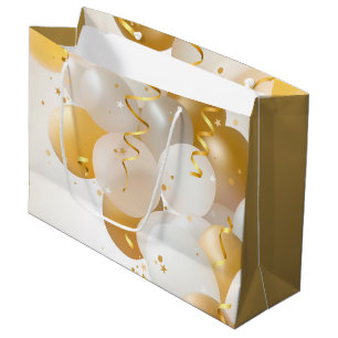 Gold and White Balloons Large Gift Bag
