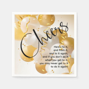 Gold and White Balloons Party Napkin