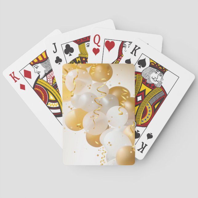 Gold and White Balloons Playing Cards (Back)