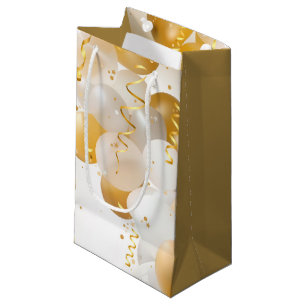 Gold and White Balloons SMALL Gift Bags