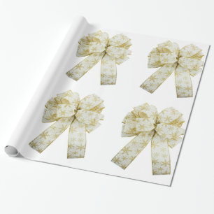 Gold and White Bows Wrapping Paper