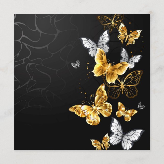 Gold and white butterflies advice card (Front)