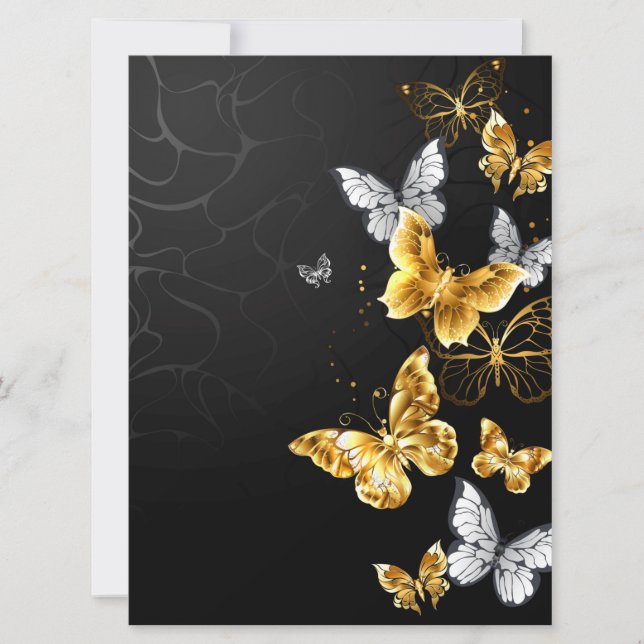 Gold and white butterflies announcement (Front)