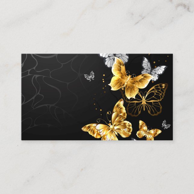 Gold and white butterflies appointment card (Front)