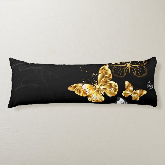 Gold and white butterflies body cushion (Front)