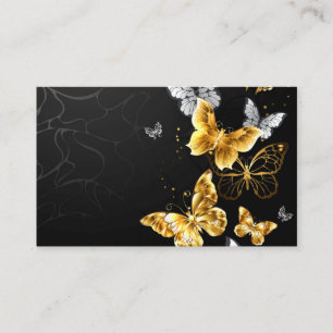 Gold and white butterflies business card