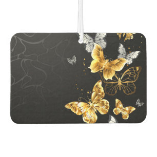 Gold and white butterflies car air freshener