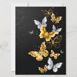 Gold and white butterflies card