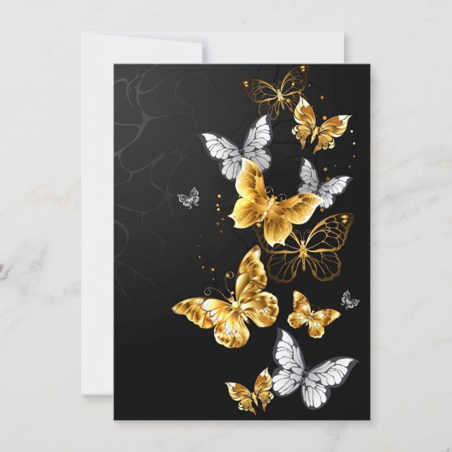 Gold and white butterflies card (Front)