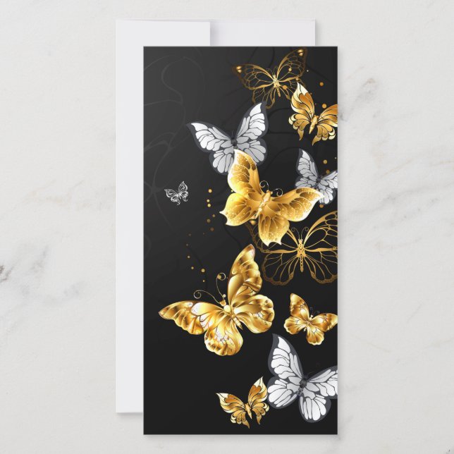 Gold and white butterflies card (Front)
