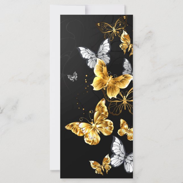 Gold and white butterflies card (Front)