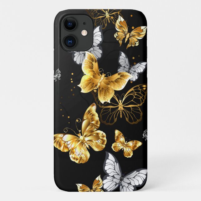 Gold and white butterflies Case-Mate iPhone case (Back)