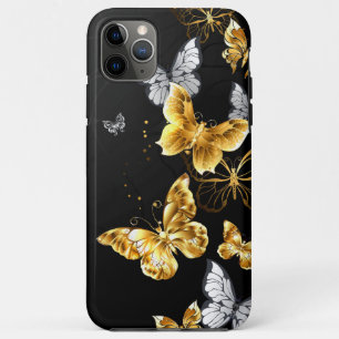 Gold and white butterflies iPhone 11 pro max case