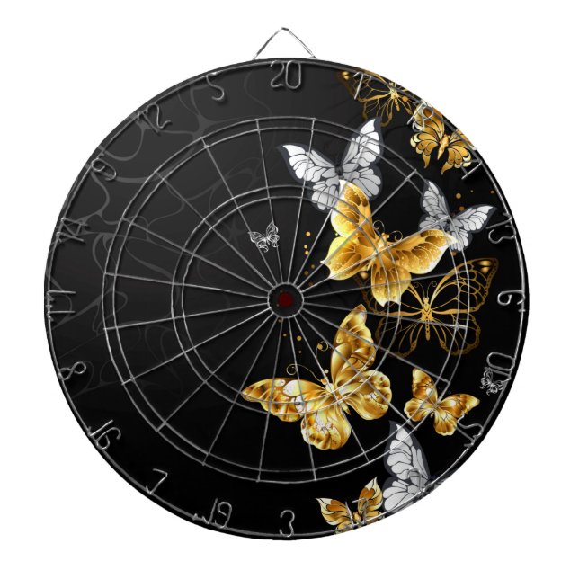 Gold and white butterflies dartboard (Front)