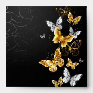Gold and white butterflies envelope