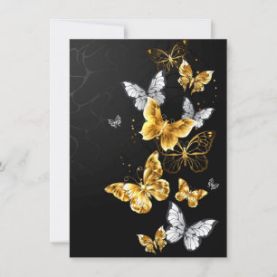 Gold and white butterflies holiday card