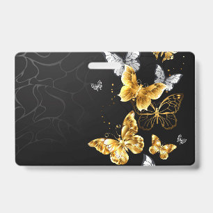 Gold and white butterflies ID badge