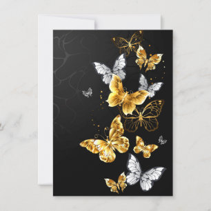 Gold and white butterflies invitation