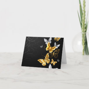 Gold and white butterflies invitation