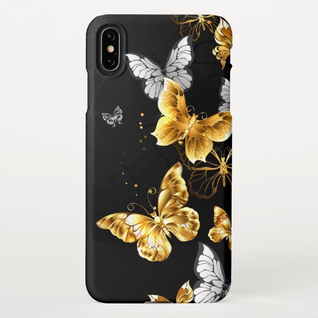 Gold and white butterflies iPhone case (Back)