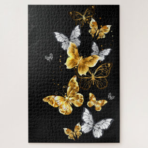 Gold and white butterflies jigsaw puzzle