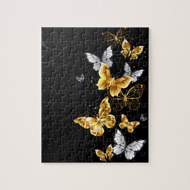 Gold and white butterflies jigsaw puzzle (Vertical)