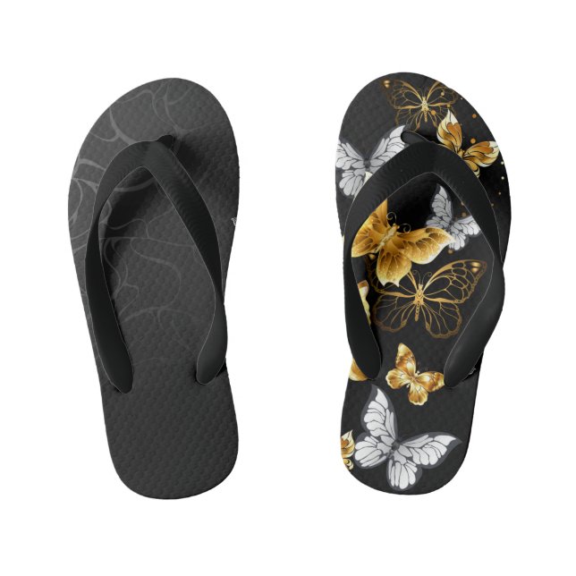 Gold and white butterflies kid's thongs (Footbed)