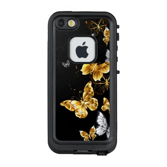 Gold and white butterflies LifeProof iPhone case (Back)