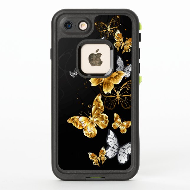 Gold and white butterflies LifeProof iPhone case (Back)