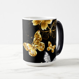 Gold and white butterflies magic mug