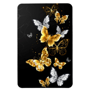 Gold and white butterflies magnet