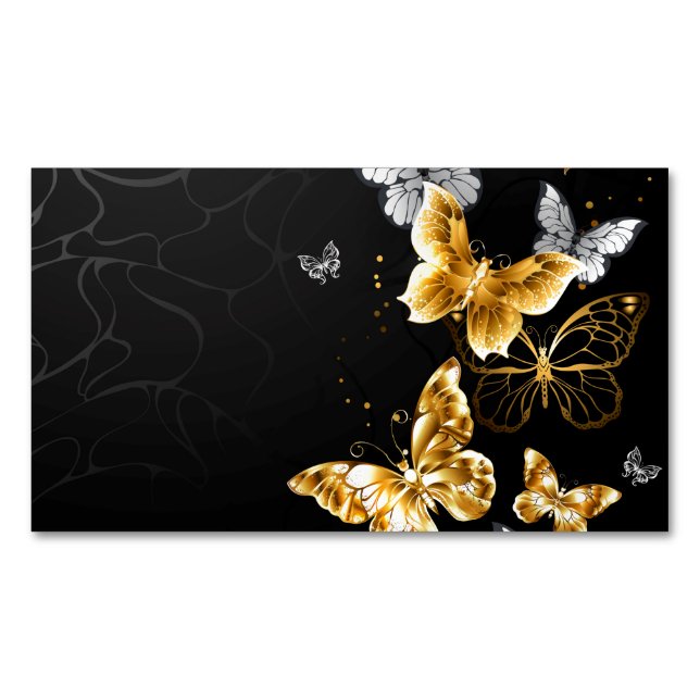Gold and white butterflies 	Magnetic business card (Front)
