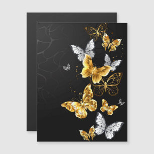 Gold and white butterflies magnetic invitation