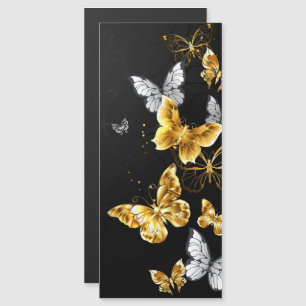 Gold and white butterflies magnetic invitation