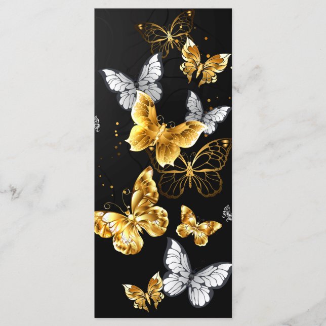 Gold and white butterflies menu (Front)