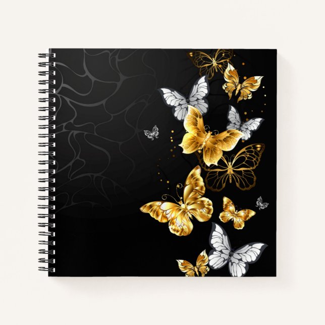 Gold and white butterflies notebook (Front)