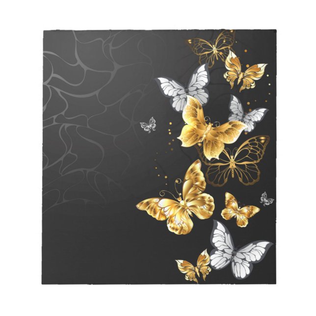 Gold and white butterflies notepad (Front)