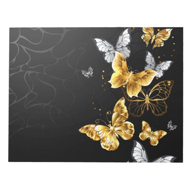 Gold and white butterflies notepad (Front)