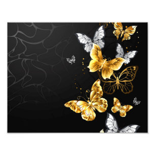 Gold and white butterflies photo print