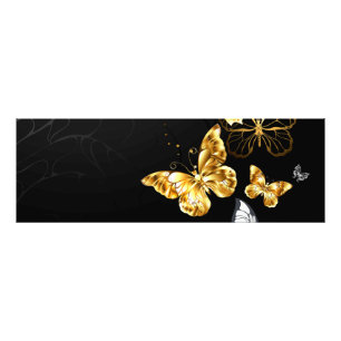 Gold and white butterflies photo print