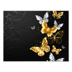 Gold and white butterflies photo print