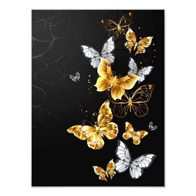 Gold and white butterflies photo print (Front)