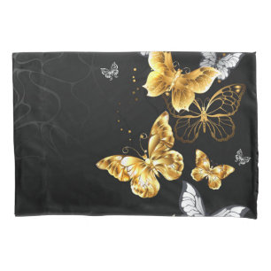 Gold and white butterflies pillowcase
