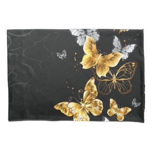 Gold and white butterflies pillowcase