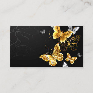 Gold and white butterflies place card