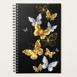 Gold and white butterflies planner
